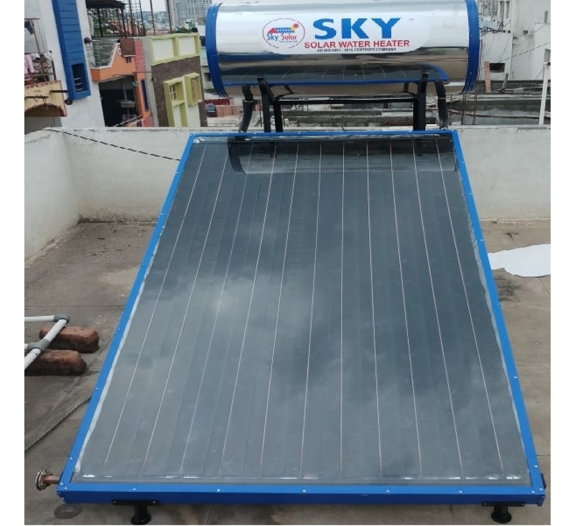 SKY SOLAR WATER HEATER 100 LPD PRESSURIZED SS TANK 