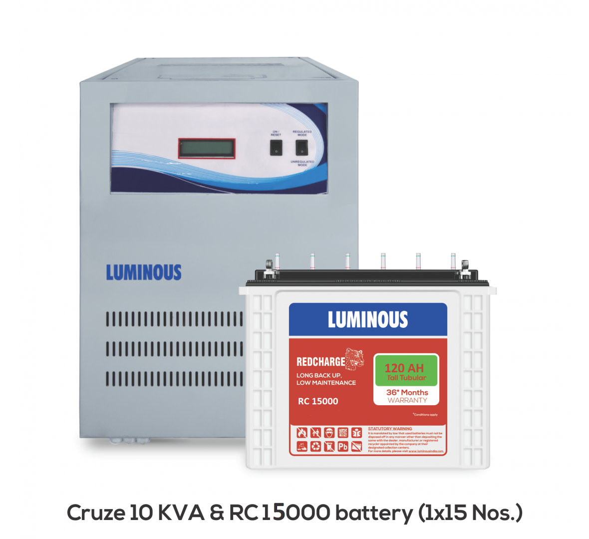 LUMINOUS CRUZE UPS 10KVA + 15 X LUMINOUS RC 15000 (120AH BATTERY)