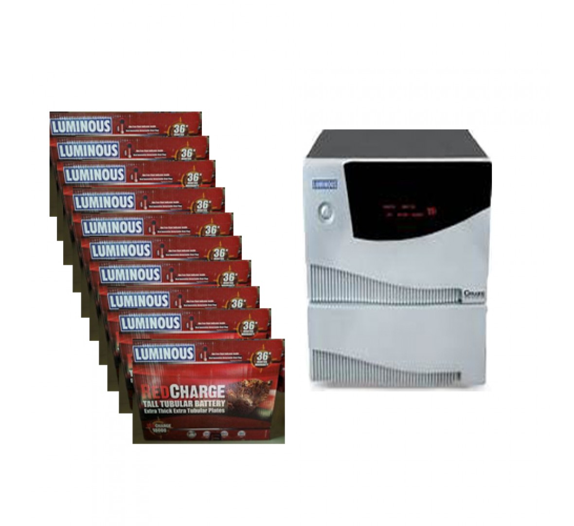 LUMINOUS CRUZE UPS 7.5KVA (120V) + 10 X LUMINOUS RED CHARGE 15000, (120AH BATTERY)