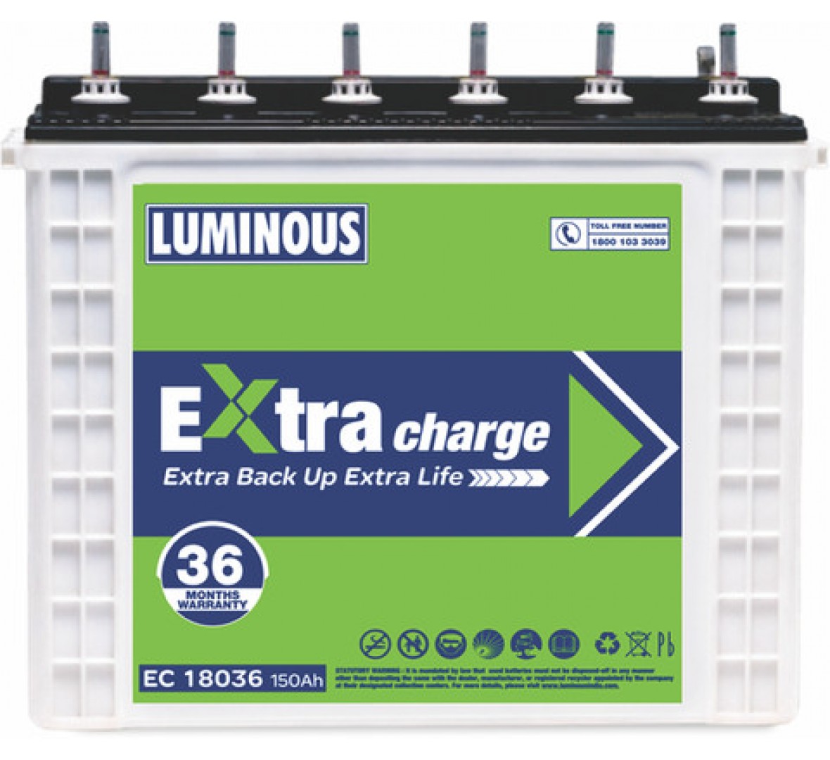 LUMINOUS EC 18036 150AH TUBULAR BATTERY