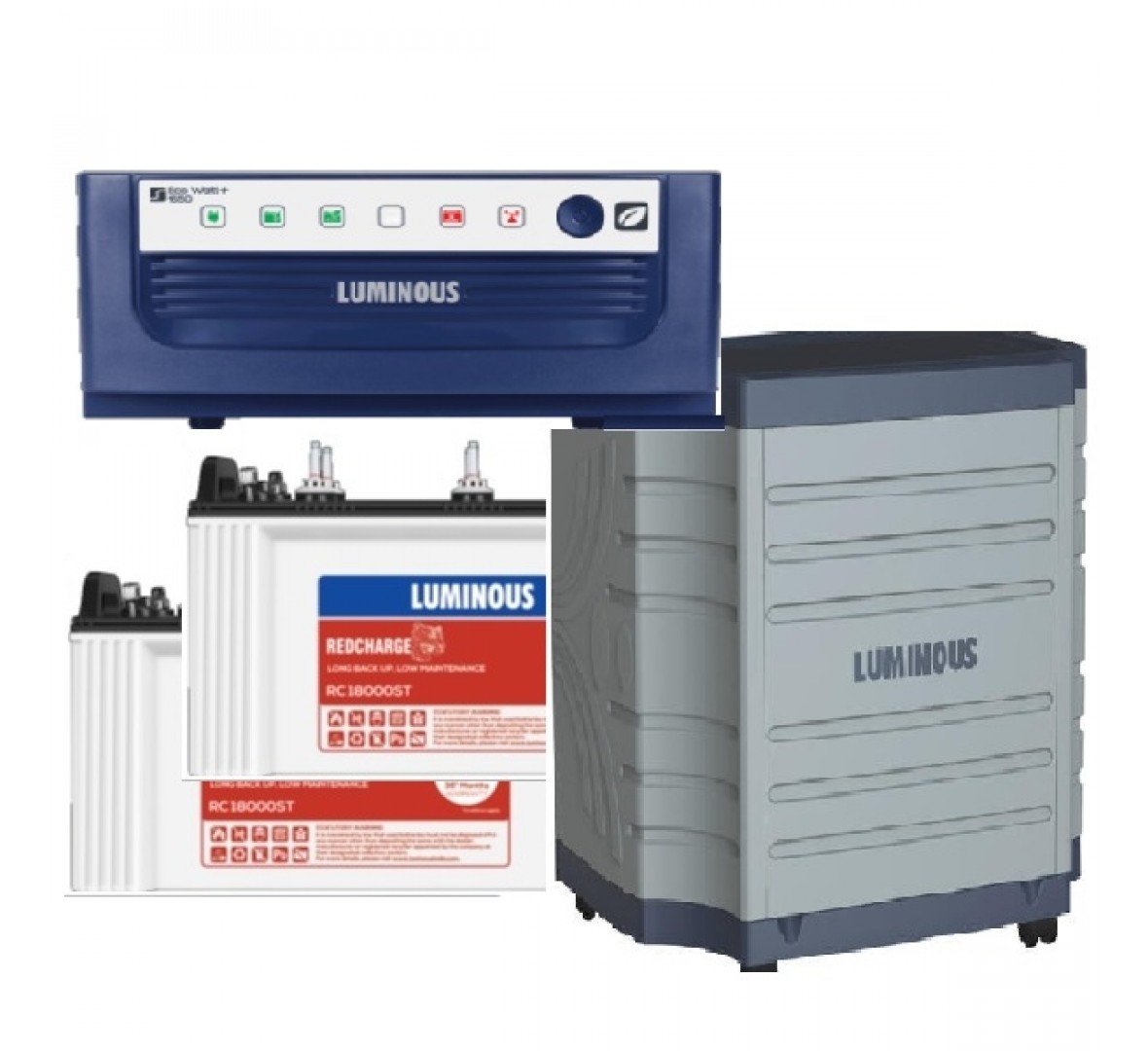 LUMINOUS ECO VOLT+ 1650 + 2 x LUMINOUS RC 18000ST 150AH + TROLLEY