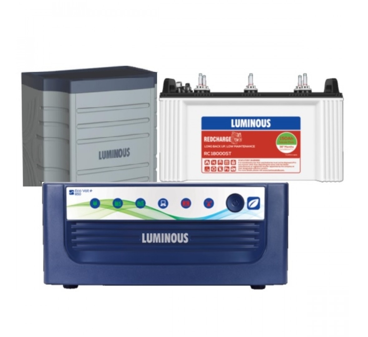 LUMINOUS ECO VOLT+ 850 + LUMINOUS RC 18000ST 150AH + TROLLEY