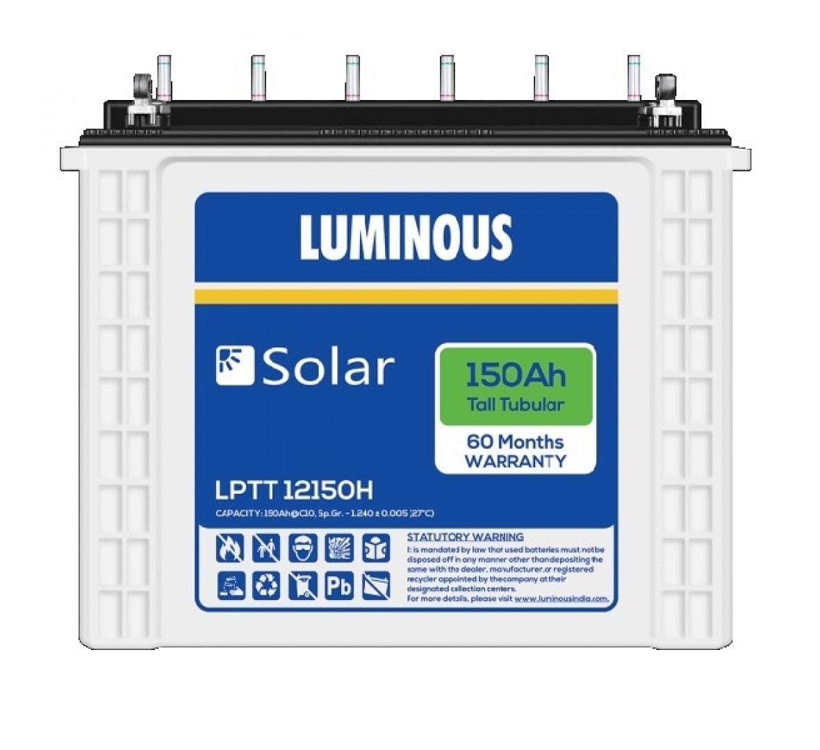 LUMINOUS SOLAR LPTT 12150H 150AH BATTERY