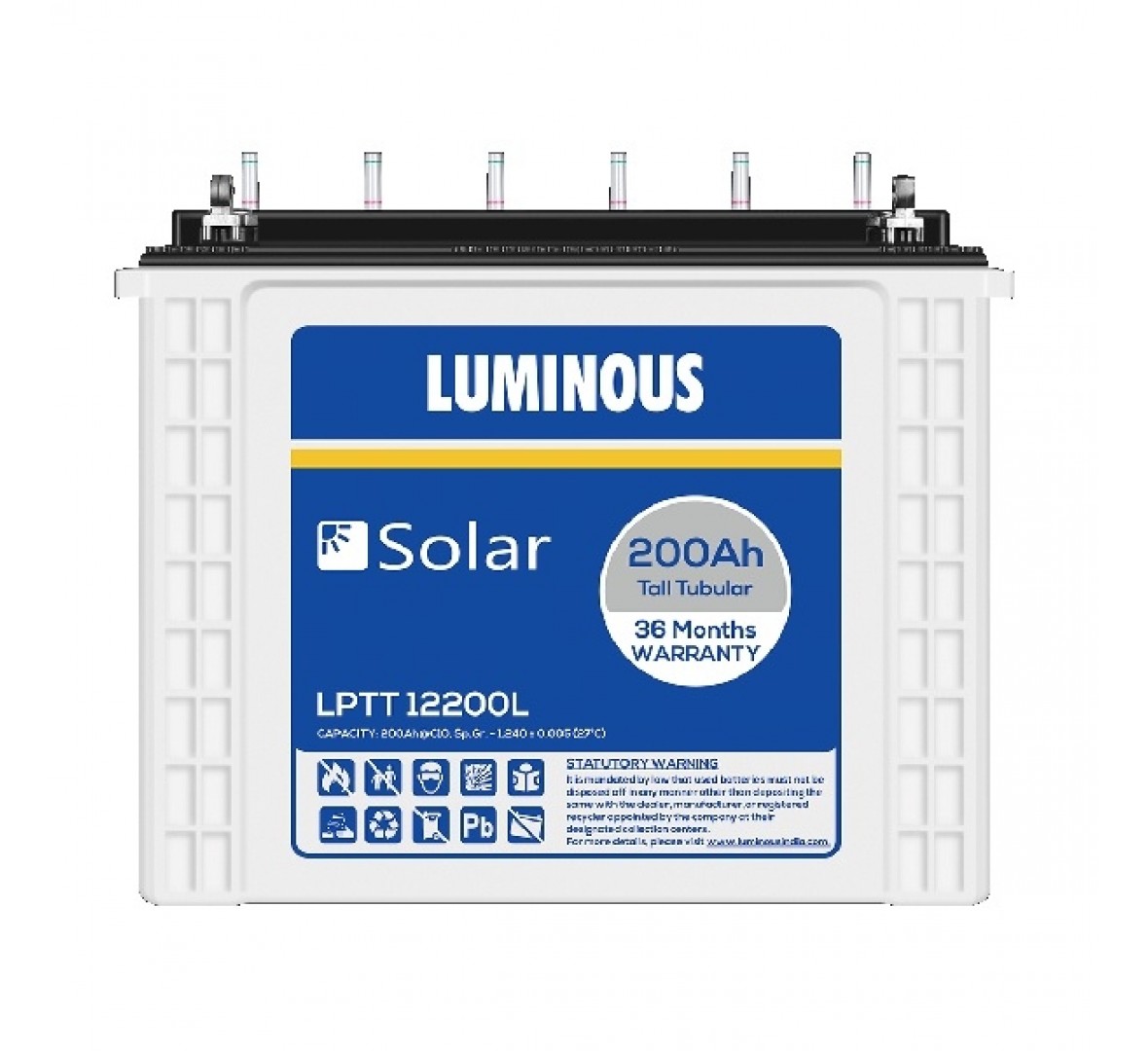 LUMINOUS SOLAR LPTT12200L 200AH BATTERY