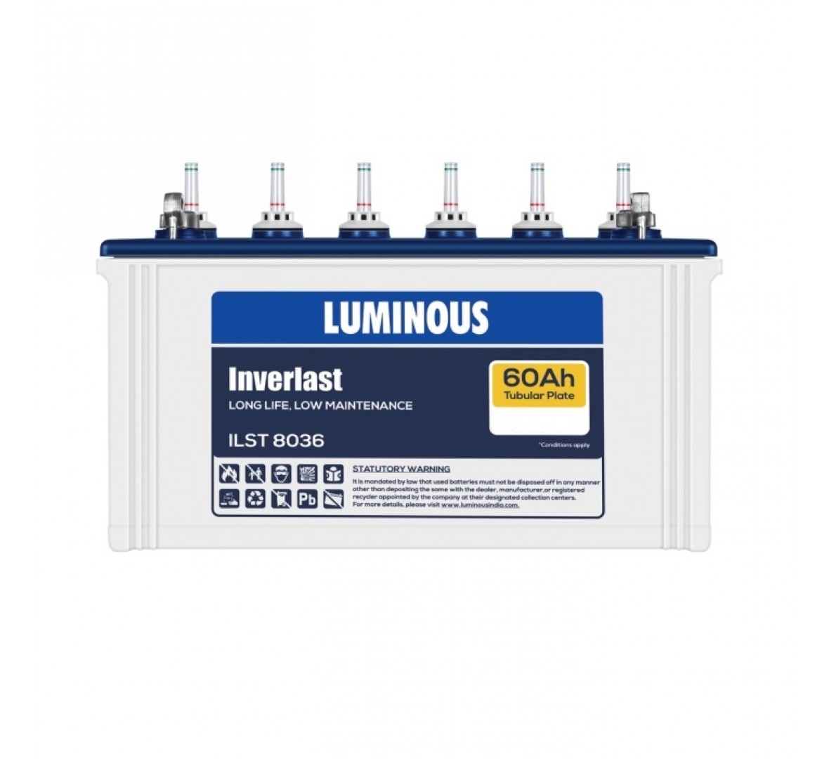 LUMINOUS ILST 8036 60AH TUBULAR BATTERY