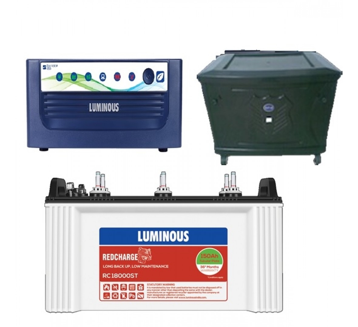 LUMINOUS ECO VOLT+ 1050 +LUMINOUS RC 18000ST, 150AH + TROLLEY
