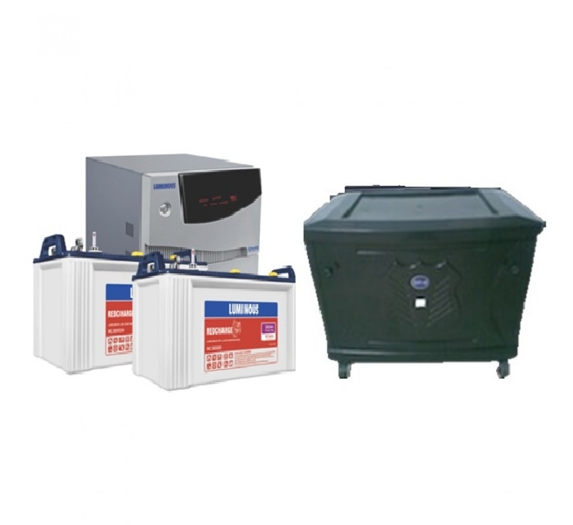 LUMINOUS CRUZE 2KVA + 2 X LUMINOUS RC 15000 120AH + TROLLEY