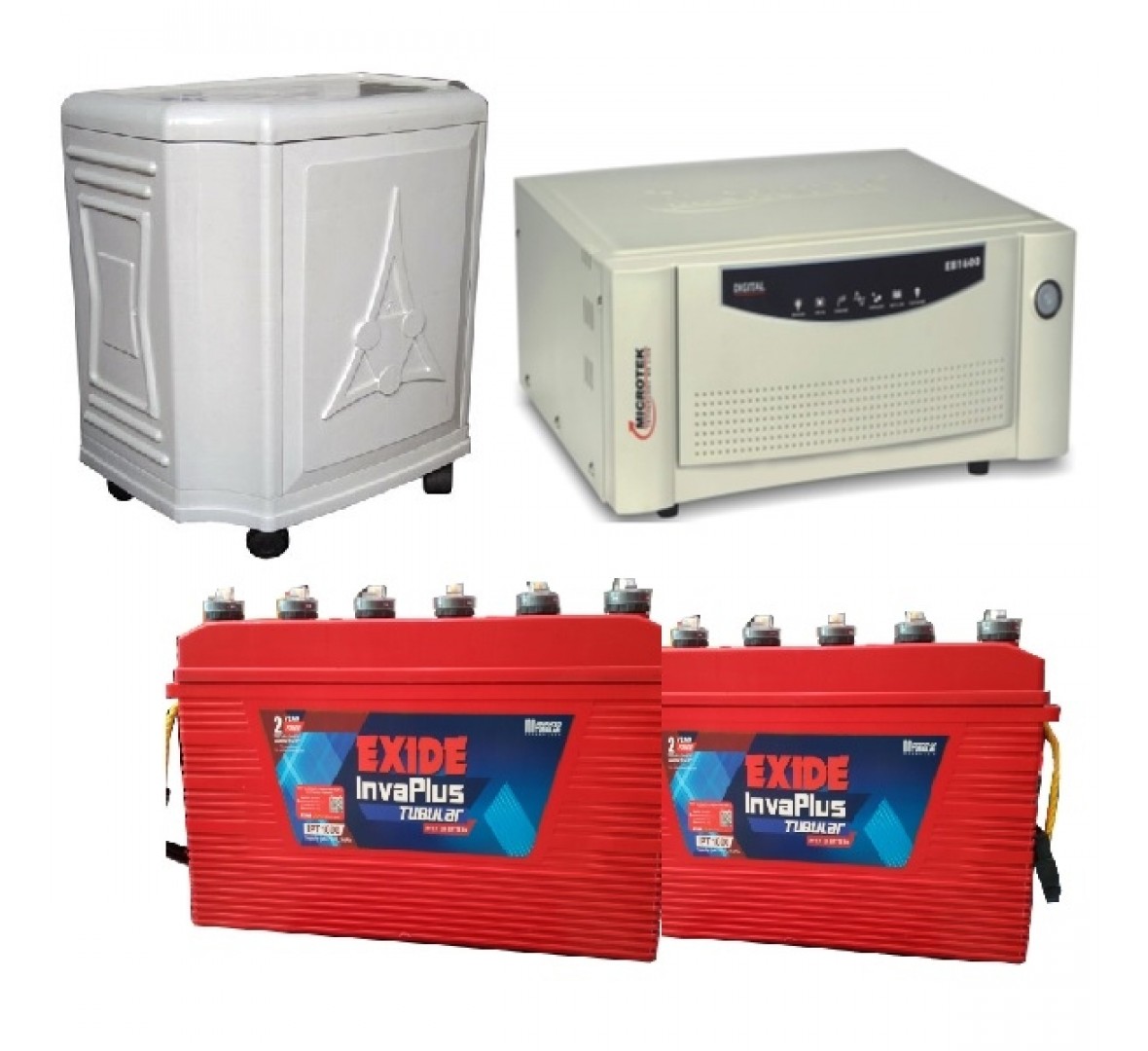MICROTEK UPS SEBZ 1600VA + EXIDE INVAPLUS IPT 1000 100AH BATTERY + TROLLEY