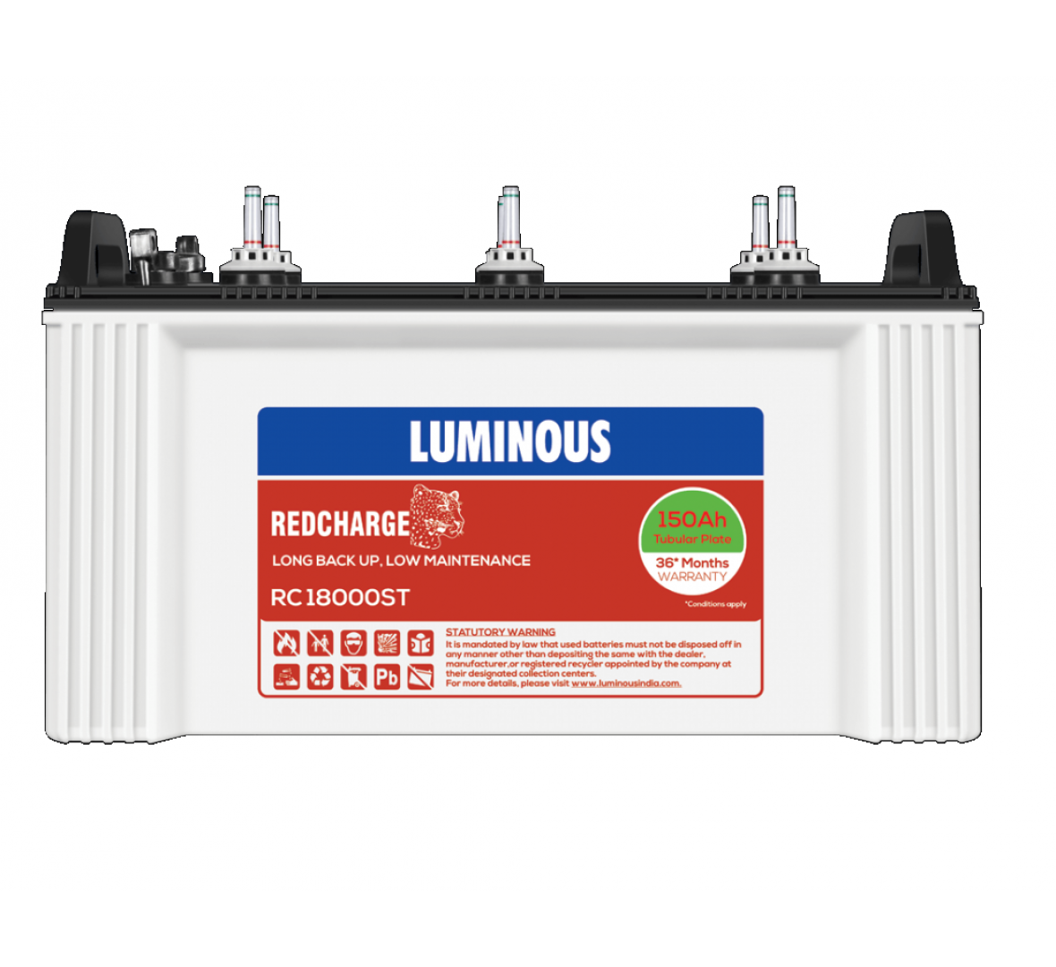 LUMINOUS RC 18000ST, 150AH TUBULAR BATTERY