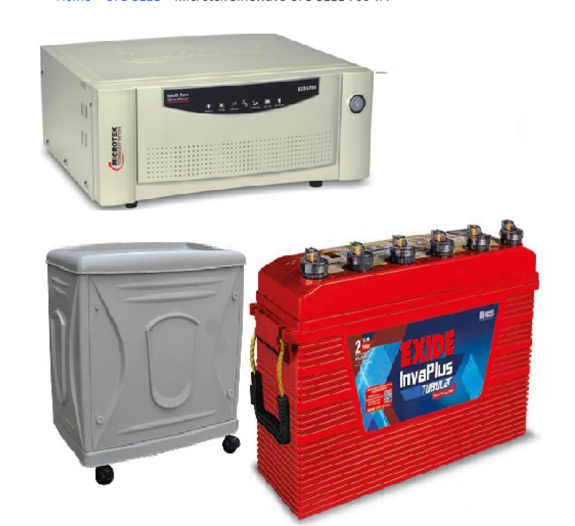MICROTEK UPS SEBZ 700VA + EXIDE INVAPLUS IPT 1000 100AH BATTERY + TROLLEY