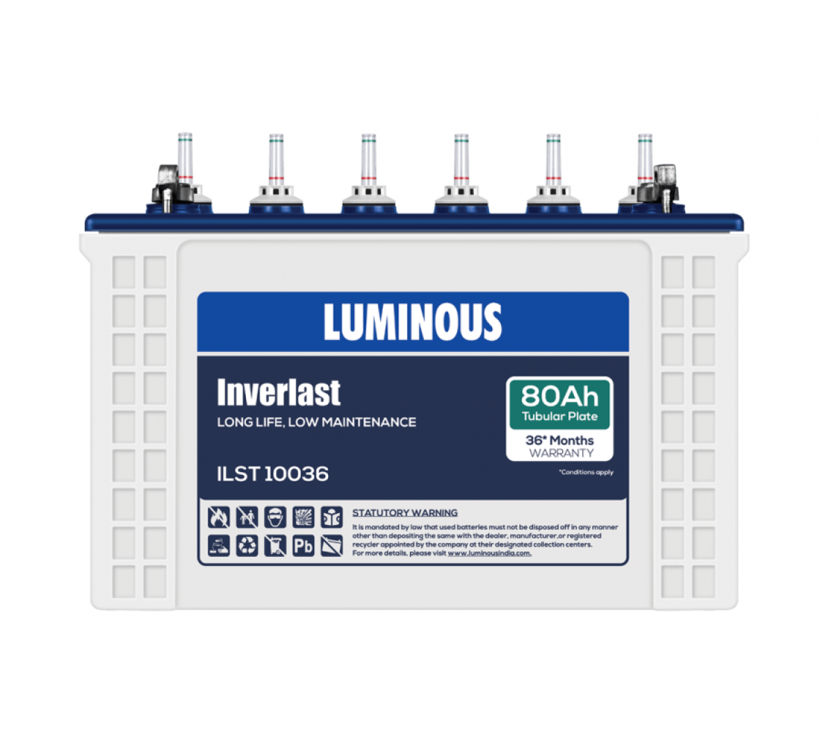LUMINOUS ILST 10036 80AH TUBULAR BATTERY