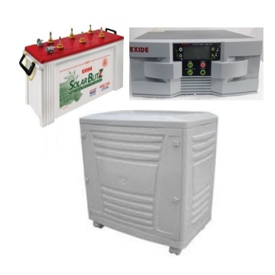 EXIDE SOLAR SHP 850VA + EXIDE 6SBZ105L 105AH + TROLLEY