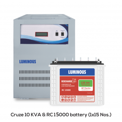 LUMINOUS CRUZE 10KVA + 15 X LUMINOUS RC 15000 120AH