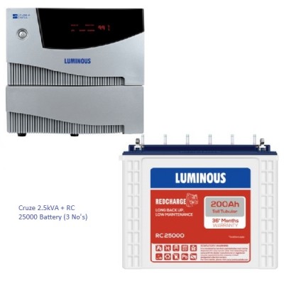 LUMINOUS CRUZE 2.5KVA + 3 X LUMINOUS RC 25000 200AH