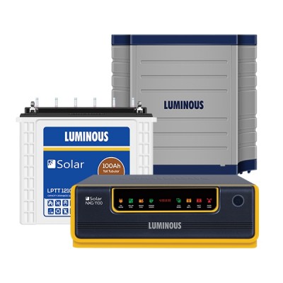 LUMINOUS SOLAR NXG1100 850VA + LUMINOUS LPTT12100H 100AH + TROLLEY