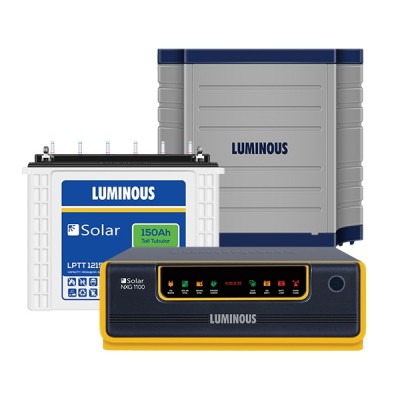 LUMINOUS SOLAR NXG1100 850VA + LUMINOUS LPTT12150H 150AH + TROLLEY