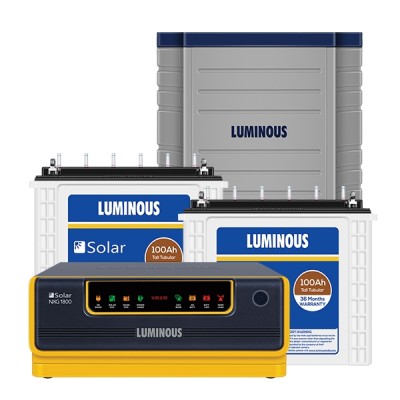 LUMINOUS SOLAR NXG1800 1500VA + 2 x LUMINOUS LPTT12100H 100AH + TROLLEY