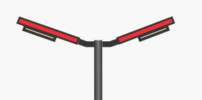 Straight pole twin arm mounting