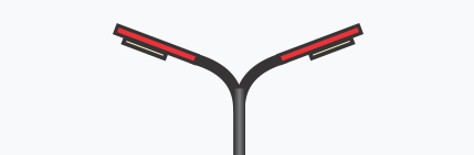 Elbow pole twin arm mounting